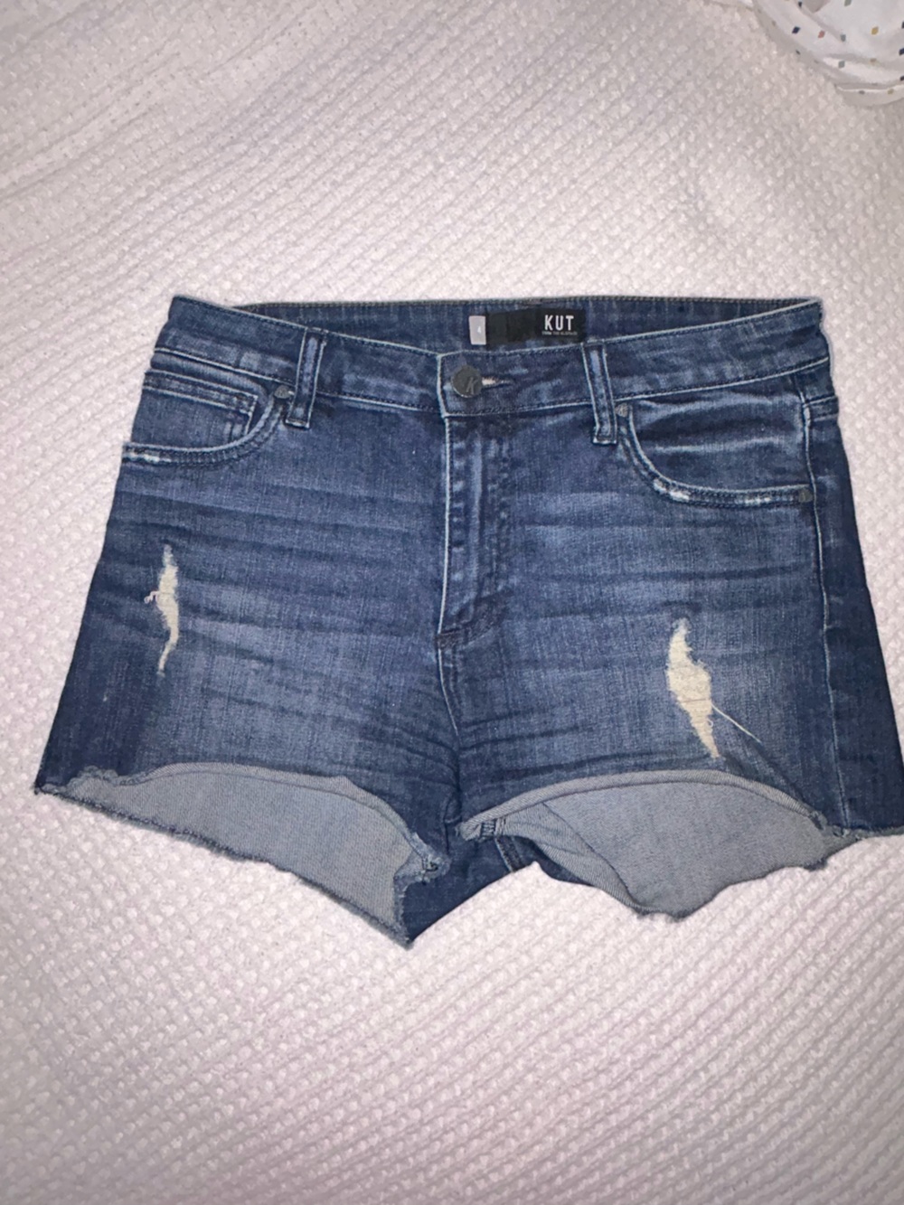 Kut from the Kloth Denim High-Rise Distressed Blue Women’s Jean Shorts
